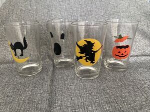 Jet Collection Halloween Themed Jack-o'-lantern Witch Ghost Cat Drinking Glasses